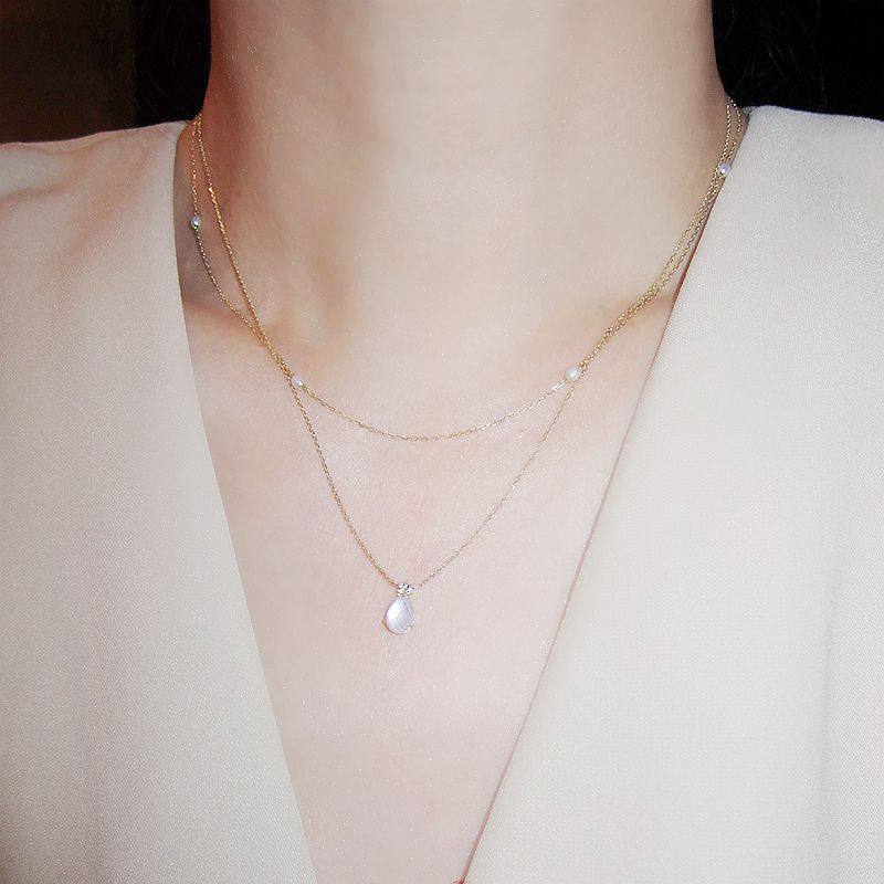 FADOOOJ日系轻珠宝10k金天然石英贝母菠萝吊坠短项链颈链女饰品|ruв категории Украшения,ювелирные изделия, ожерелье - от Buy2taobao.com для оказания профессиональной услуги покупки агента Taobao