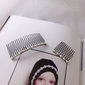 FADOOOJ日系轻奢天然淡水珍珠水晶发插卡子排卡排梳发梳发卡发饰