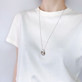 FADOOOJ原创日系轻奢轻珠宝925银几何拧圈长项链毛衣链百搭通勤女