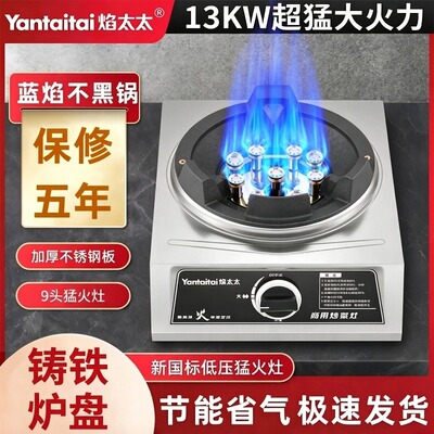 猛火灶单灶燃气灶家用台式铸铁旋火节能省气加厚不锈钢带熄保单炉