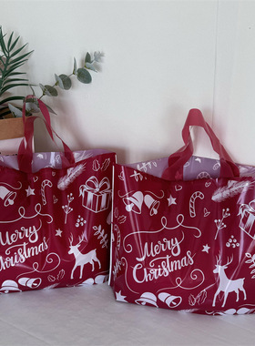 圣诞节日红色鹿派对塑料衣物服装店用手提袋子购物袋子礼品收纳袋