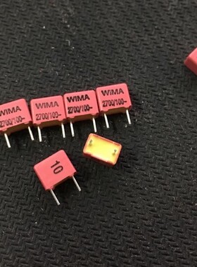100只=95元铜脚 红WIMA FKP 2700pF/100V（2700P 272）薄膜电容器