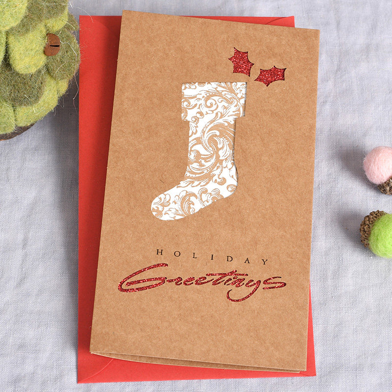Thickened Kraft Paper Christmas Greeting Card Christmas Blessing Card Thank You Card Hollowed Out Christmas Tree Gift Card