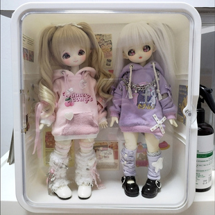 bjd娃娃展示盒娃屋壁挂式六分娃展示架盲盒玩具收纳柜整理架透明