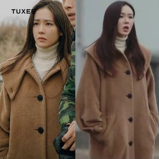 韩剧爱的迫降 孙艺珍玄彬徐智慧同款衣服定制 羊毛呢大衣卡驼色