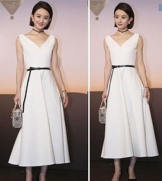 赵丽颖同款衣服  派对宴会晚会场合 白色连衣裙  小礼服