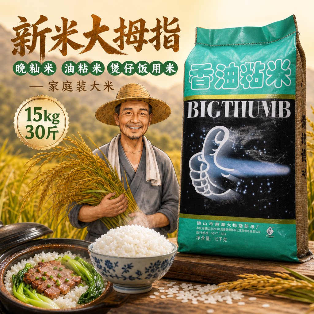 大拇指粘米黑色15kg/30斤香油