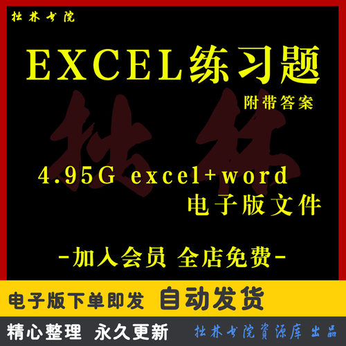 A1excel练习素材题库函数公式表格练习题实操基础数据透视图表制