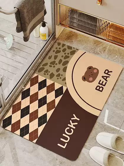 Fashion Trendy Brand Cartoon Anime Camouflage Ape Bear Bathroom Absorbent Mat Diatomaceous Earth Non-Slip Bathroom Entrance Mat