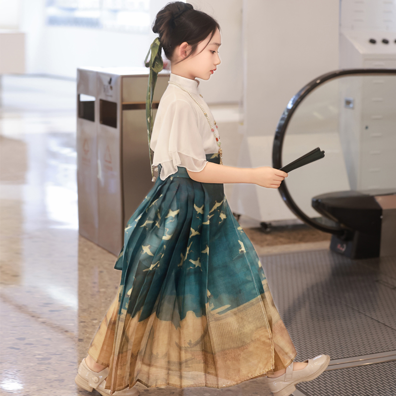 马面裙女童汉服改良唐装古风套装夏天女孩中国风古装明制儿童夏款