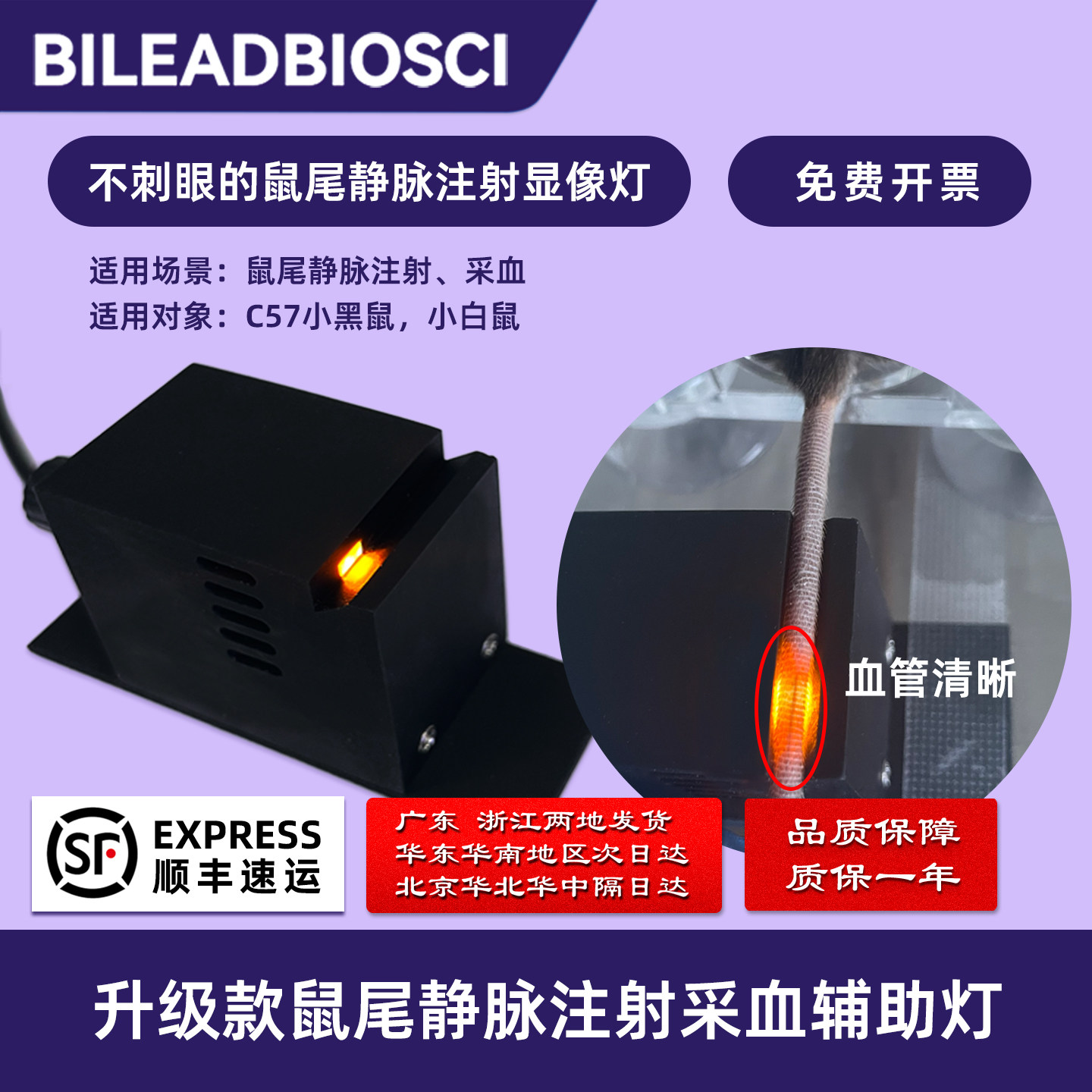 不刺眼的鼠尾静脉注射采血辅助灯 适用C57黑鼠 小白鼠B13101