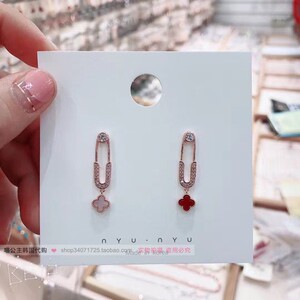 韩国进口水钻花朵中长款纯银针