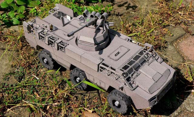 1:35比例南非mbombe战斗装甲车 3d立体手工纸模型diy附纸质说明