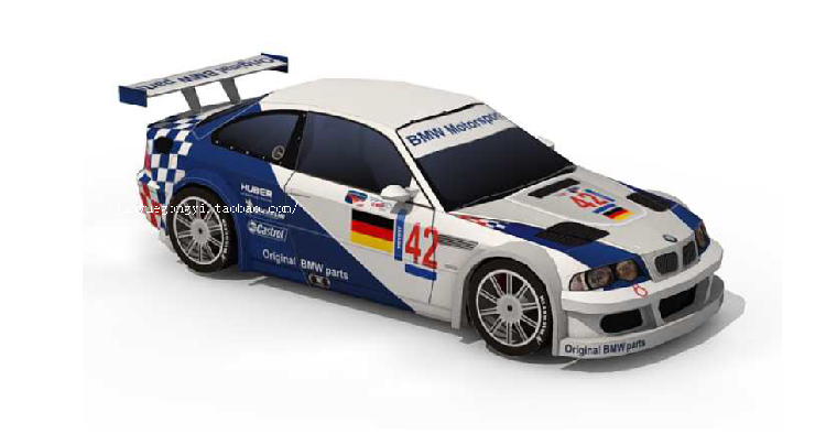 满68包邮3d纸模型diy宝马motorsport 2001 elms小汽车纸质说明