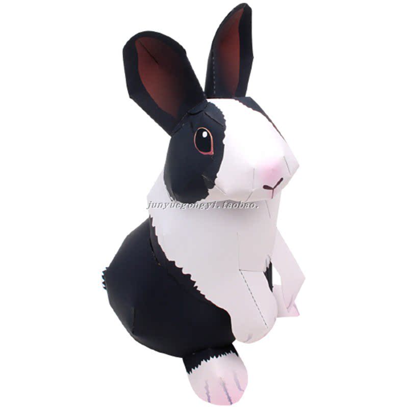 满68包邮亲子儿童手工劳动复活节荷兰兔小兔子3d纸模型diy非成品