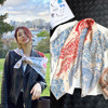 春季90cm新款手工卷边女士斜纹百搭大方巾丝巾围巾防晒披肩礼品
