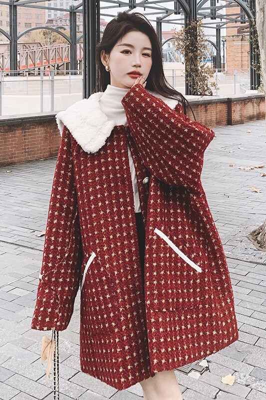 小香风羽绒内胆毛呢外套8141P235控368,女装毛呢外套,浙宝265