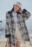 大货2022撞色格子风衣外套W10P145控价208，女装风衣，浙宝265