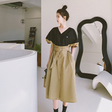 泡泡袖撞色连衣裙8003P105控价158，女装连衣裙，浙宝265