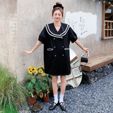 大货已出黑色披肩荷叶领双排扣小黑裙8191P110168，女装连衣裙，浙宝265