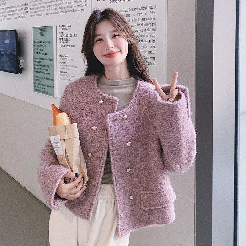2024冬新款羊毛小香风短款双排扣上衣7071P165控248，女装毛呢外套，浙宝265