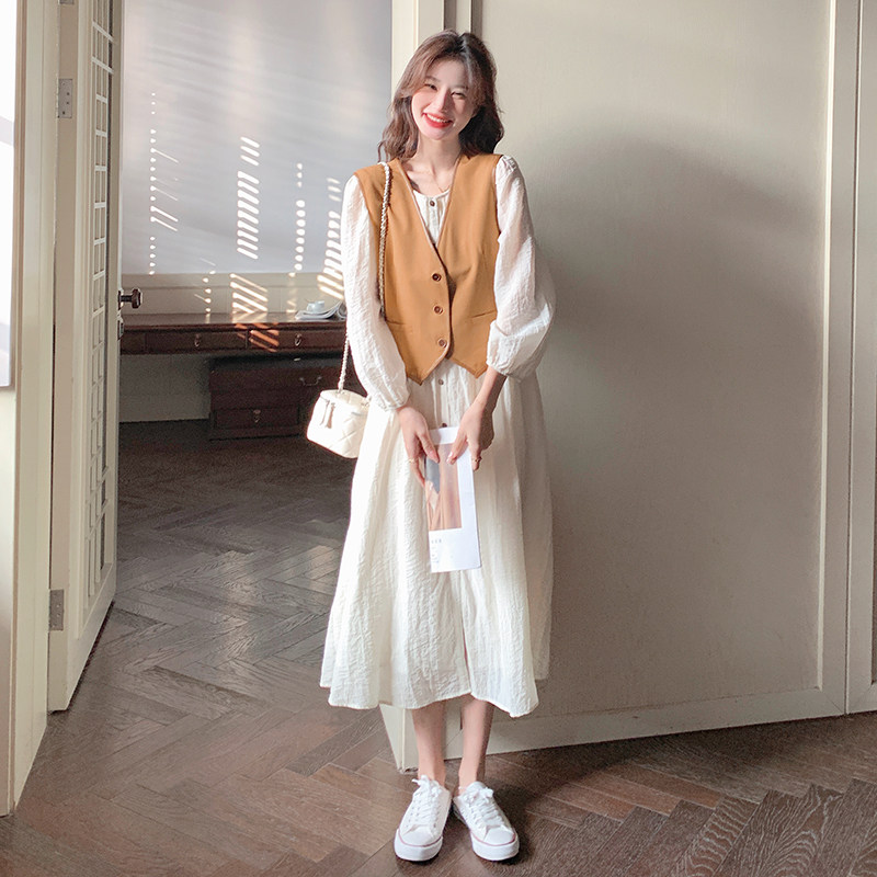 大货两件套连衣裙+小马甲8538-P155-控238,女装连衣裙,浙宝265