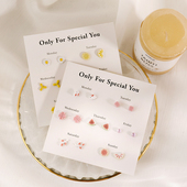 新款 养耳树脂针多巴胺糖果色陶瓷小耳钉简约迷你一周星期耳环组合