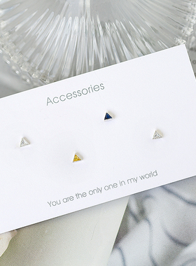 925纯银迷你简约几何三角耳钉睡觉不用摘小巧耳骨钉学生百搭耳饰