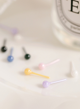 HelloJan生物瓷防过敏耳钉糖果色陶瓷豆豆迷你耳环睡觉免摘养耳棒