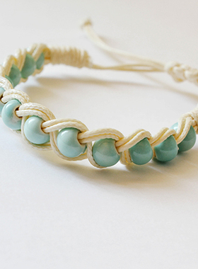 南国瓦瓷 |相思豆陶瓷饰品 手编串珠手链 糖果色 森女小清新首饰