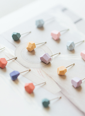 925银手工原创陶瓷耳钉 纯色几何色泥耳饰 简约百搭森女清新饰品