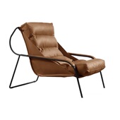 北欧现代创意休闲椅客厅阳台沙发椅马鞍皮羽绒懒人躺椅极简单人椅