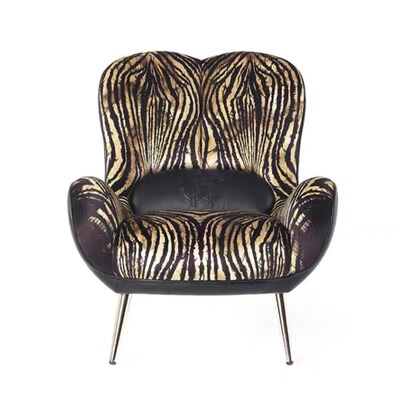 意大利轻奢网红单人椅新款虎纹休闲椅沙发椅robertocavalli扶手椅