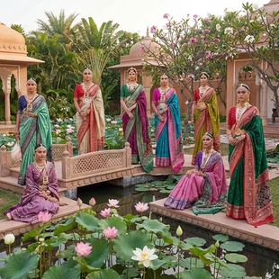 印度风进口多款多色传统丝混纺优雅礼服派对节日宴会派对纱丽