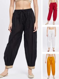 日常松紧腰均码 3印度裤 休闲裤 4色 子女百搭宽松灯笼束脚裤