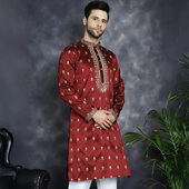 立领刺绣薄款 印度民族风格 成人长袍 中长款 棉混纺长袖 男士 日常服装