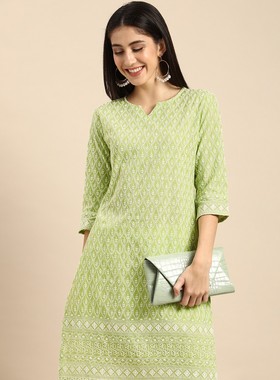 B3-2-3印度民族风女装刺绣上衣七分袖薄款纯棉黄色中长款库塔V领