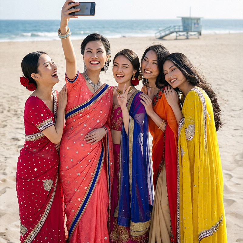 印度女装传统女年会节日舞蹈表演礼服高贵生日会宴会派对纱丽租赁