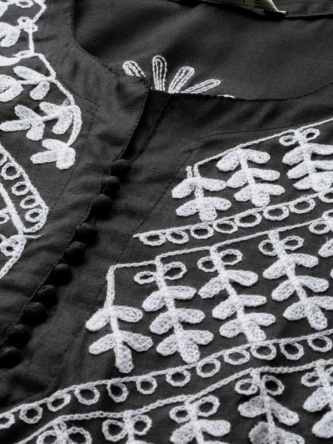 2024 NEW INDIAN IMPORTED COTTON EMBROIDERY ETHNIC STYLE WOMENS BLOUSE MID-LENGTH THIN INDIA-PAKISTAN STYLE BLACK