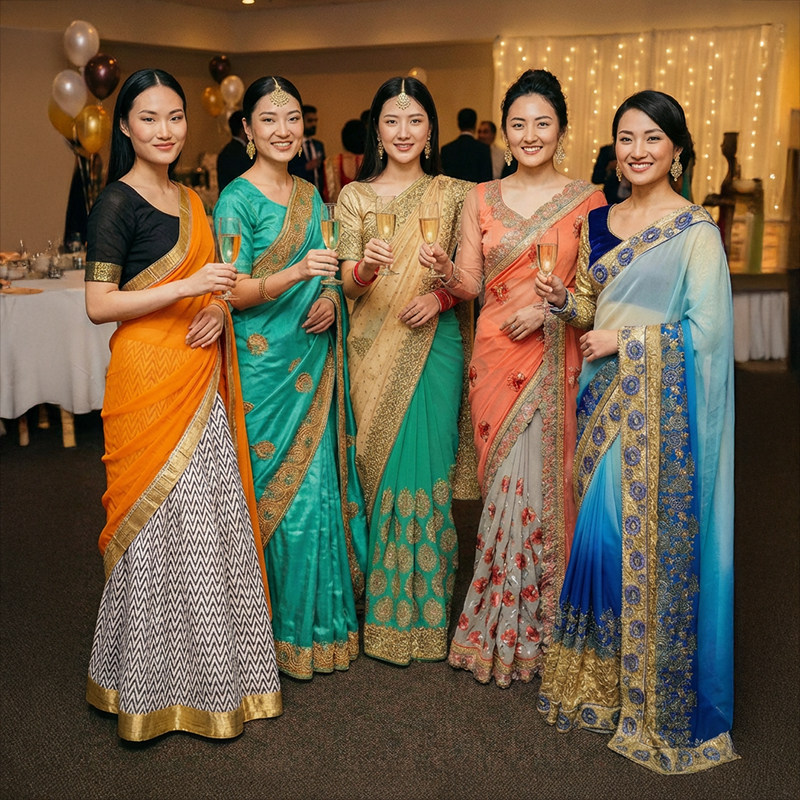 印度风进口年会生日会传统舞蹈表演礼服高贵节日宴会派对纱丽租赁