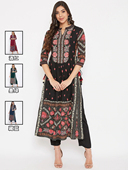 4色可选 民族风印花绵绸2件套黑色显瘦春夏新款 印度女装 套装