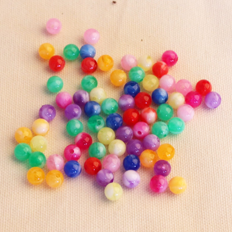 6mm8mm10mm双色仿玉圆珠diy手工串珠编织包包珠子亚克力饰品配件