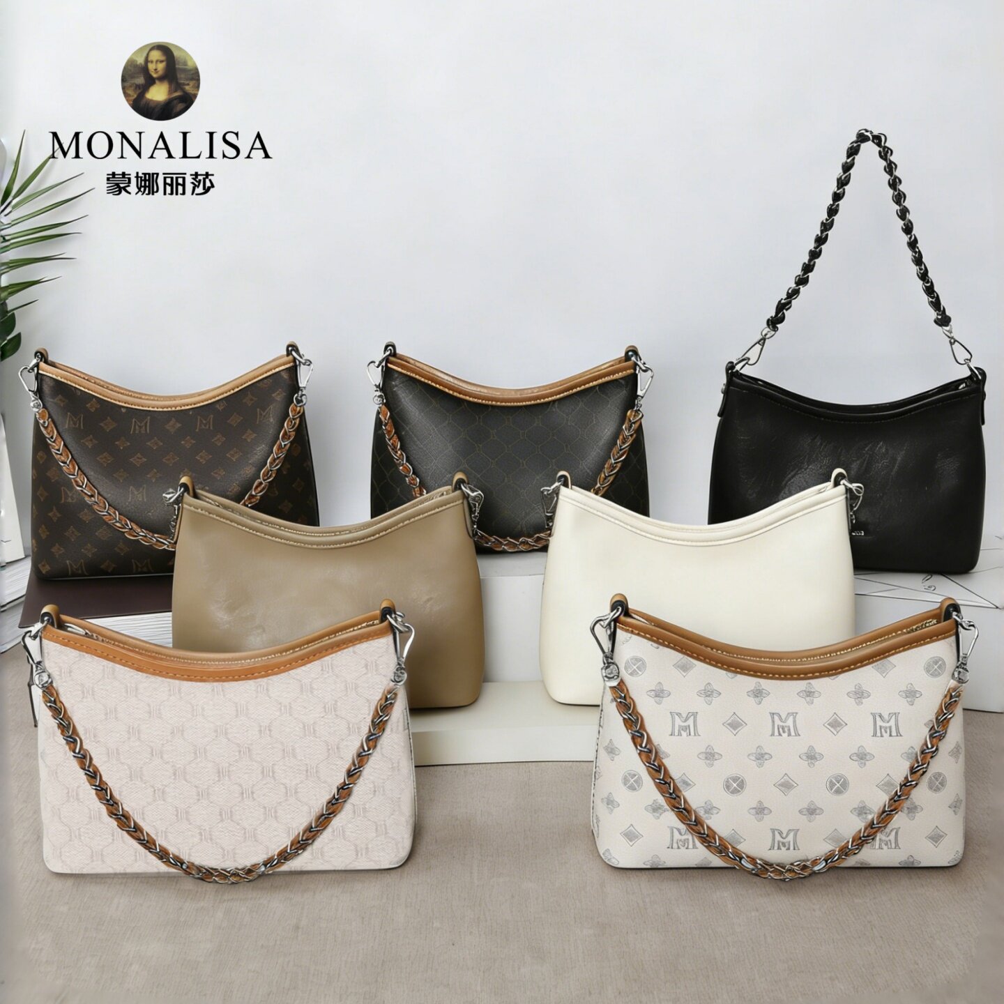 MONALISA蒙娜丽莎老花女包2026夏季新款时尚百搭单肩斜挎腋下包