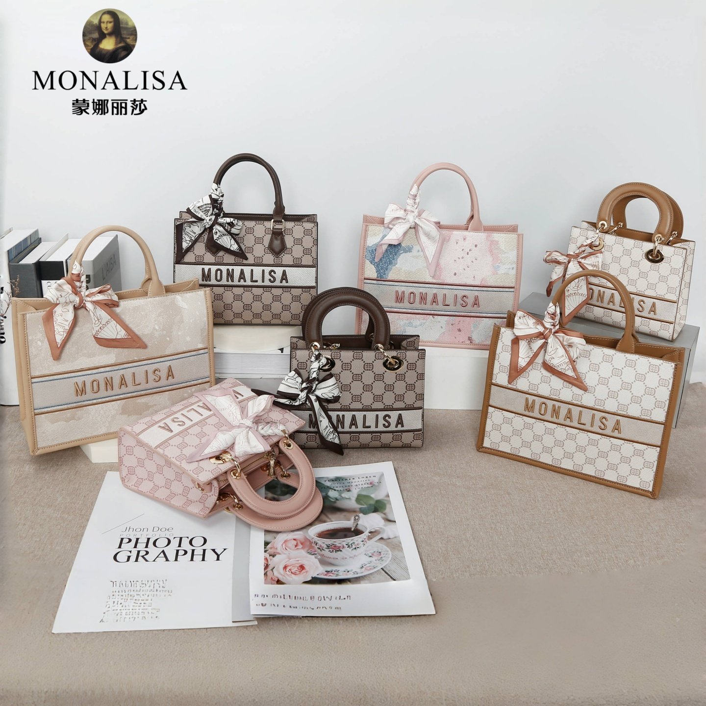 蒙娜丽莎女包2025夏季新款字母经典时尚百搭单肩斜挎手提包戴妃包