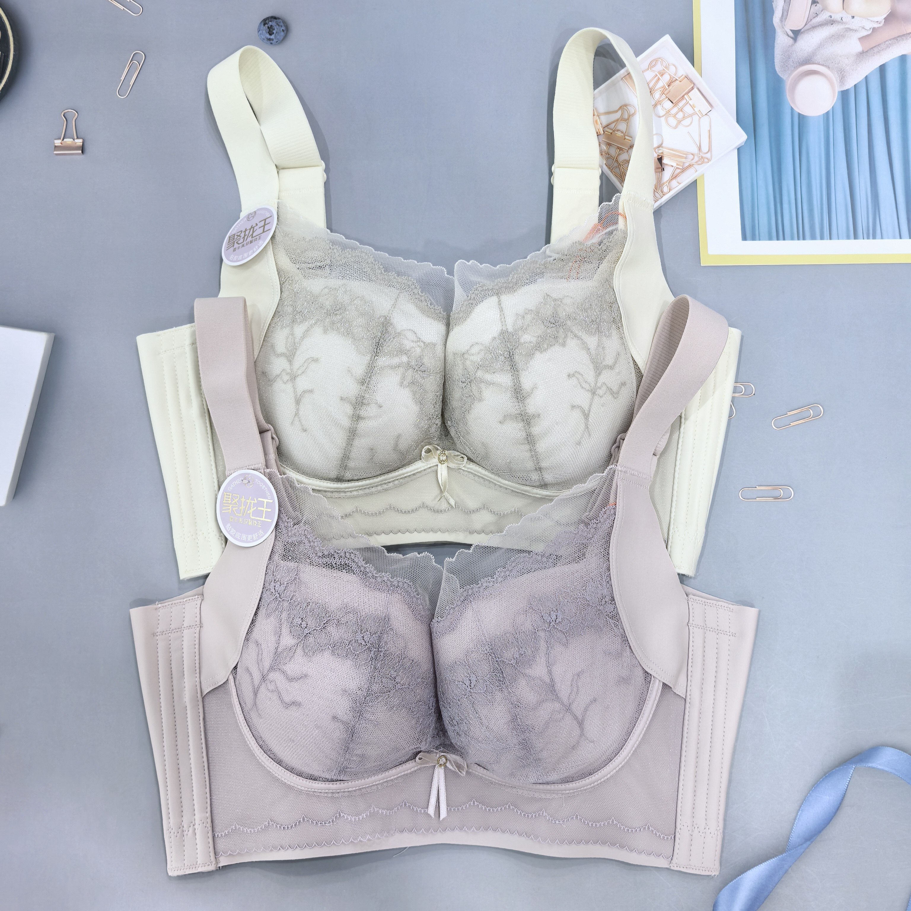 新品无钢圈薄棉B杯按摩聚拢内衣女收副乳防下垂专业调整型文胸罩