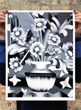 Geoffrey Bouillot AI花朵科幻黑白限量版画低饱和度装饰画客厅