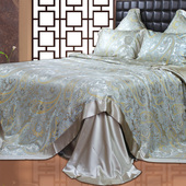 丝绸色织大提花配纯色100%桑蚕丝真丝四件套床单被套单加边定制
