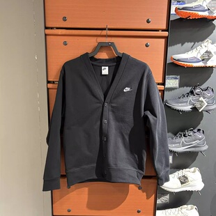 Nike 男子百搭休闲叠穿V领针织夹克外套 FN3899 010 耐克经典
