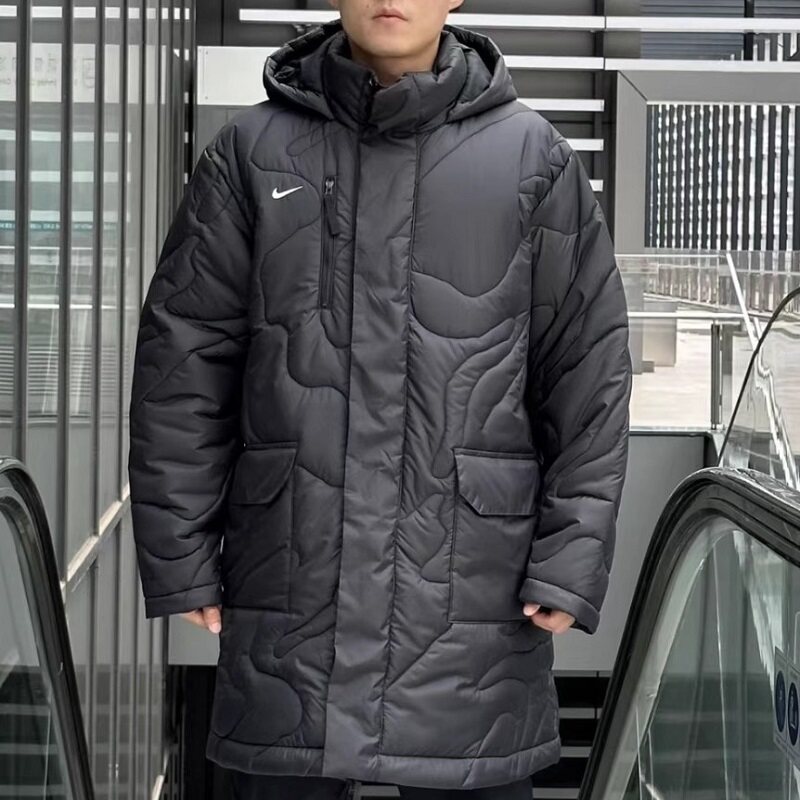 NIKE耐克男子THERMA-FIT防水运动连帽中长款棉服外套FB6337-010