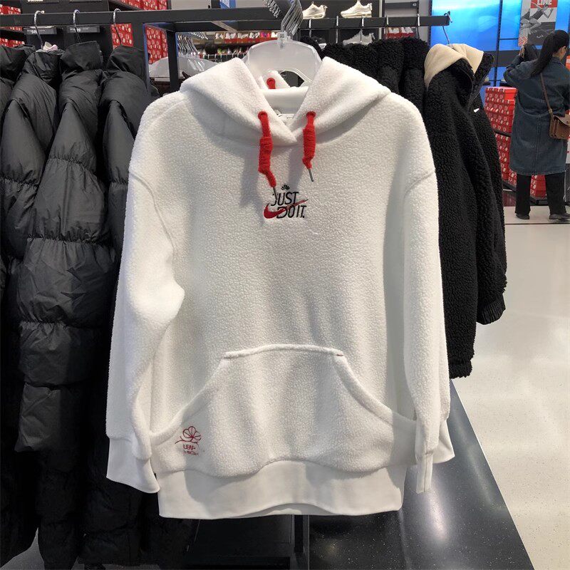 NIKE耐克女子仿羊羔绒外套保暖运动休闲套头衫卫衣FD4068-121